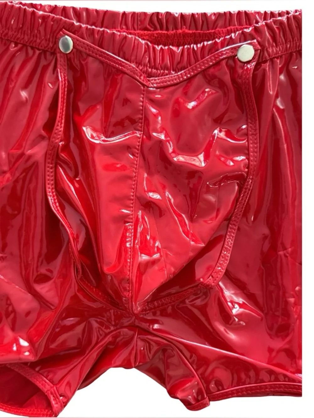 Red Glossy High‑Shine Shorts – S/M – Festival / Rave Wear